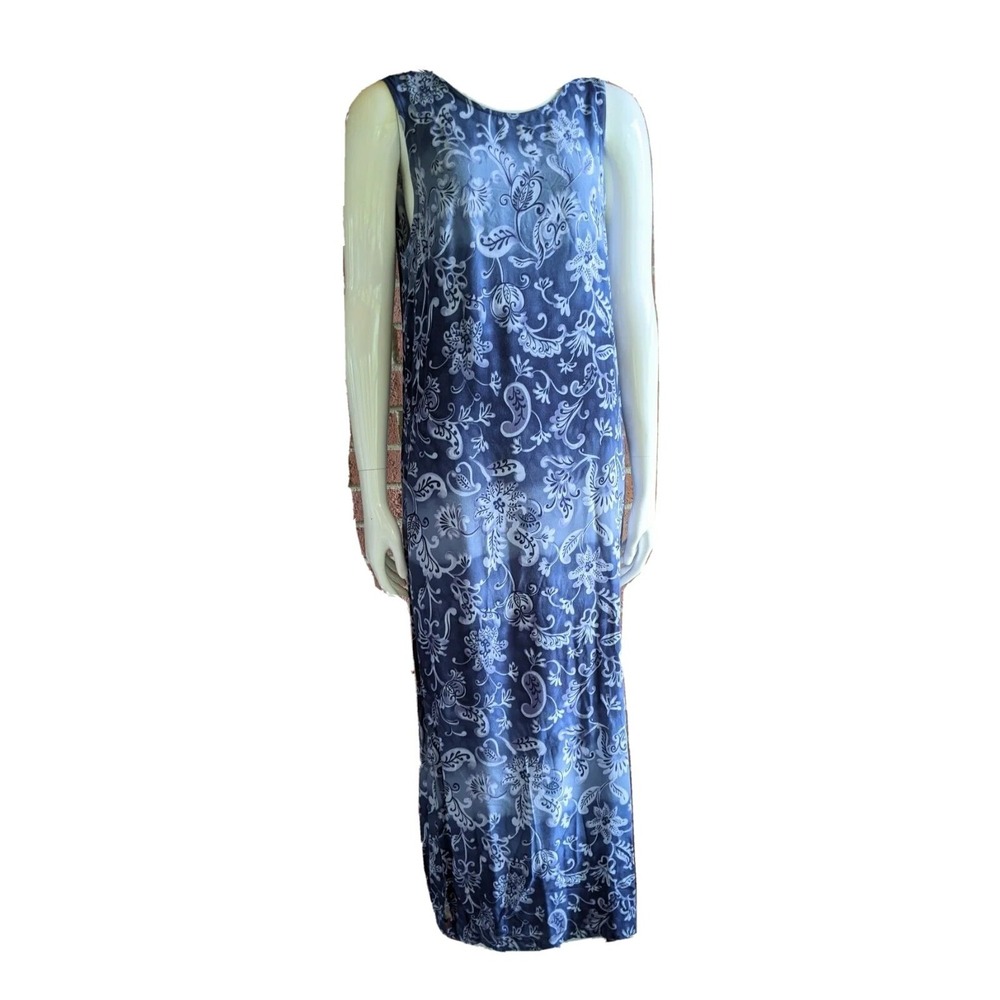 Vintage 90s Maxi Dress 8 Sleeveless Retro Classic Paisley Cottagecore Relaxed